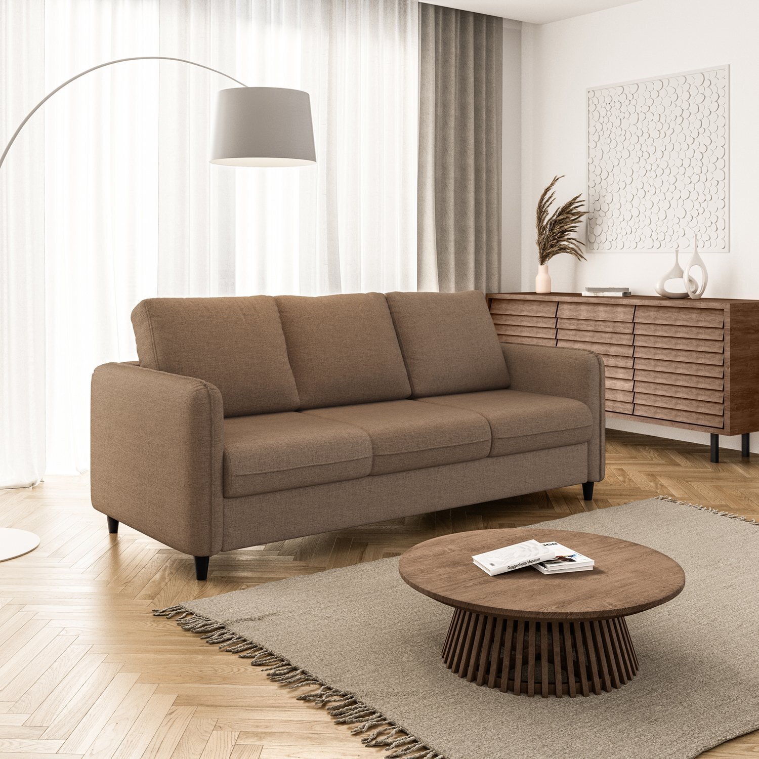 Sofá 3 Lugares em Linho Orquídea CabeCasa MadeiraOriginals