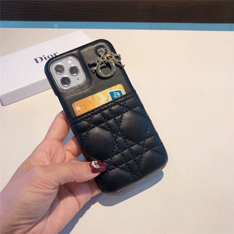 Lady dior iPhone17/17proケース カード収納 iphone16/15pro max ケース ディオール iphone14/13/12ケース ハイブランド 女子 スマホケース レザー おしゃれ