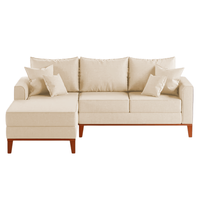 Sofá 3 Lugares Beny com Chaise Esquerdo Suede Bege
