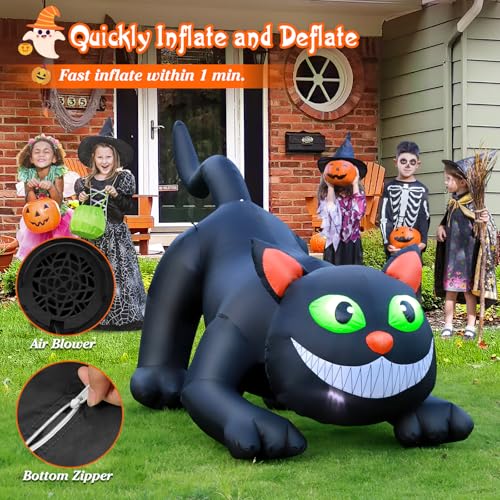 8 FT Halloween Inflatable Spider Outdoor Decorations for Yard, Giant Crawling Spider with LED Rotating Flame, Large Creepy Spider Props for Halloween Party Garden Lawn Patio Outside House Window Decor
