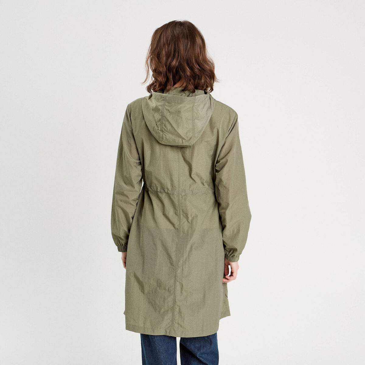 Parka déperlante 2-en-1 avec pochette vert kaki femme