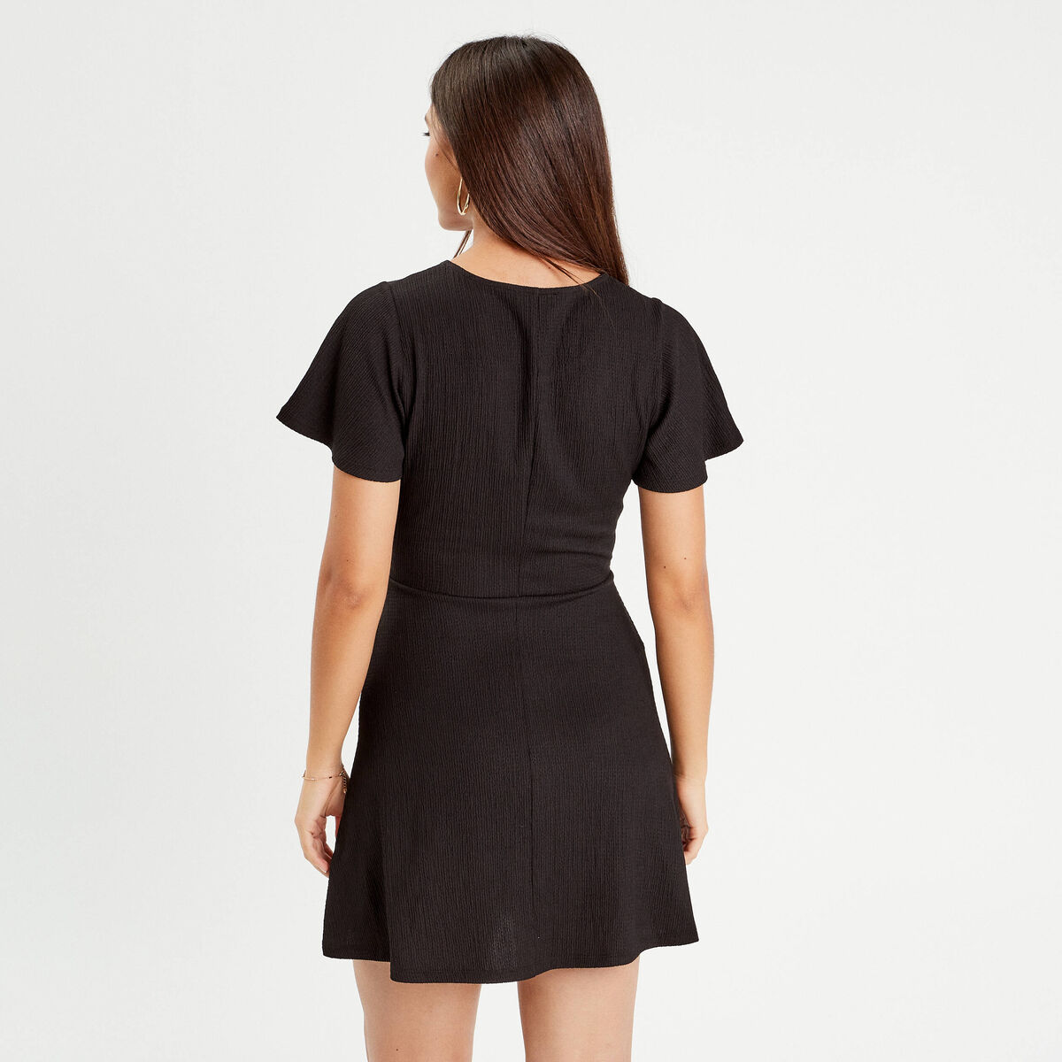 Robe évasée détail noeud noir femme