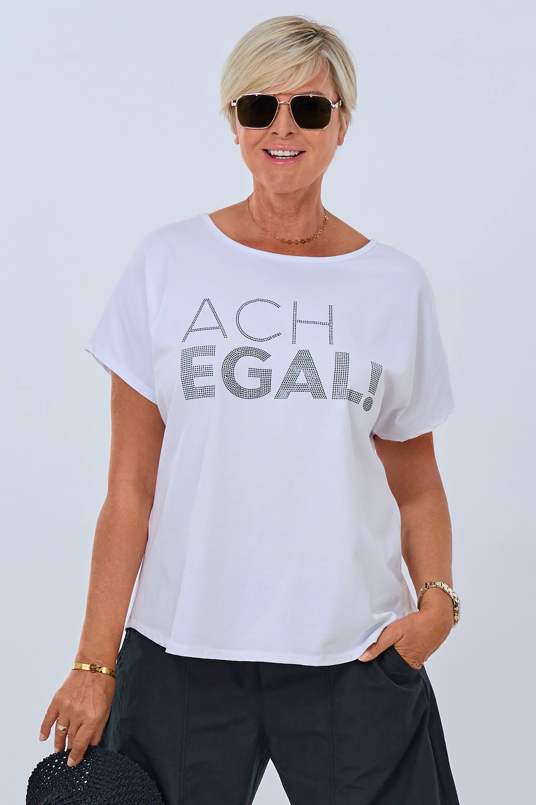 T-Shirt ach egal, weiß-schwarz