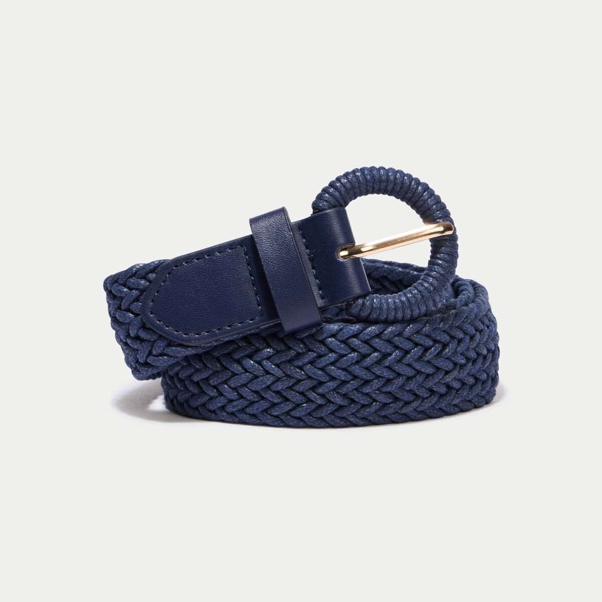 Ceinture tressée bleu marine femme