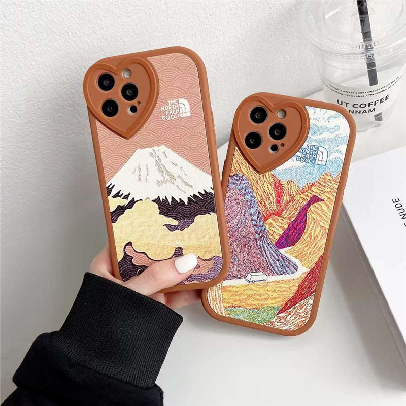 ノースフェイス iphone13pro max/13 ケース 絵画 スマホケース iphone12/11 かわいい iphone12プロ ケース ハート型カメラ アイフォンx/xr/8plusケース 海外 人気