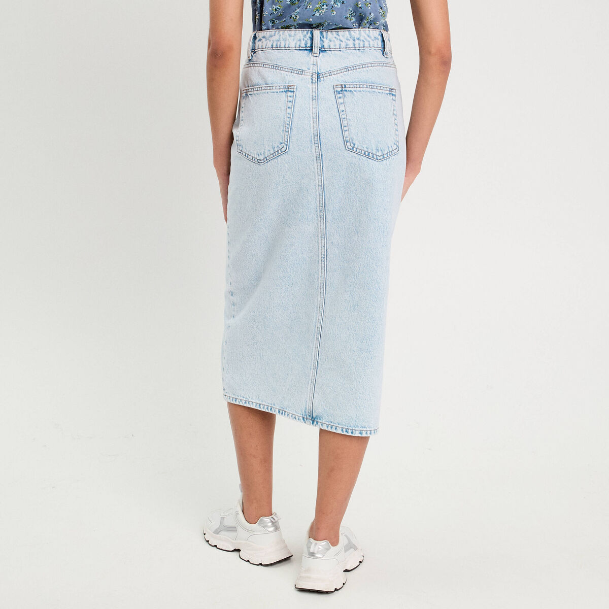 Jupe crayon taille standard denim bleach femme