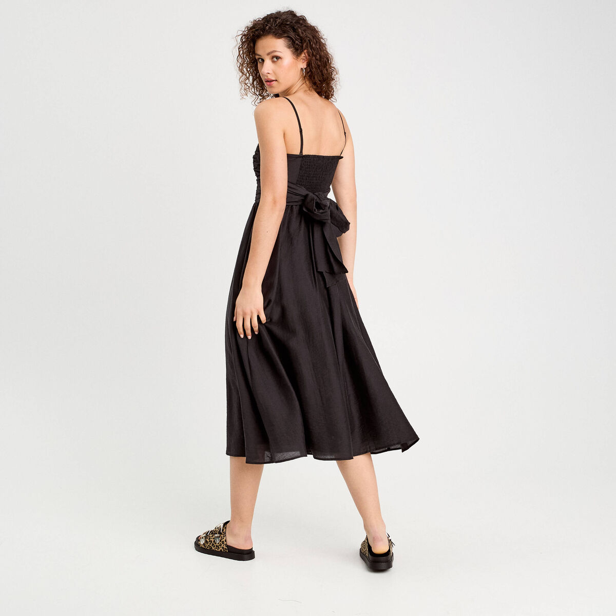 Robe longue patineuse bustier noir femme