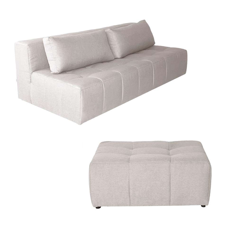 Sofá Modular 3 Lugares com Puff Soho Linho Cru em Promoção | Ofertas na Americanas