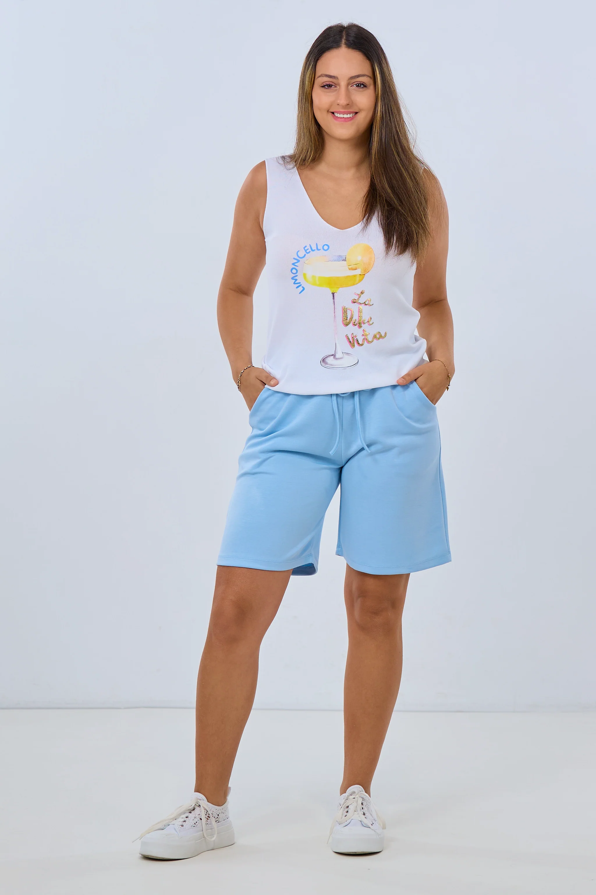 Stricktop Limoncello, weiß-bunt