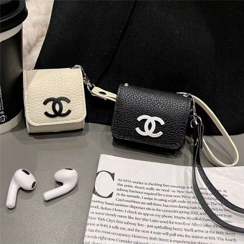 CHANEL airpods pro ケース ハイブランド シャネル airpodsケース レザー エアーポッズ 第 3 世代 ケース 可愛い ストラップ 付き エアーポッズ プロ ケース おしゃれ