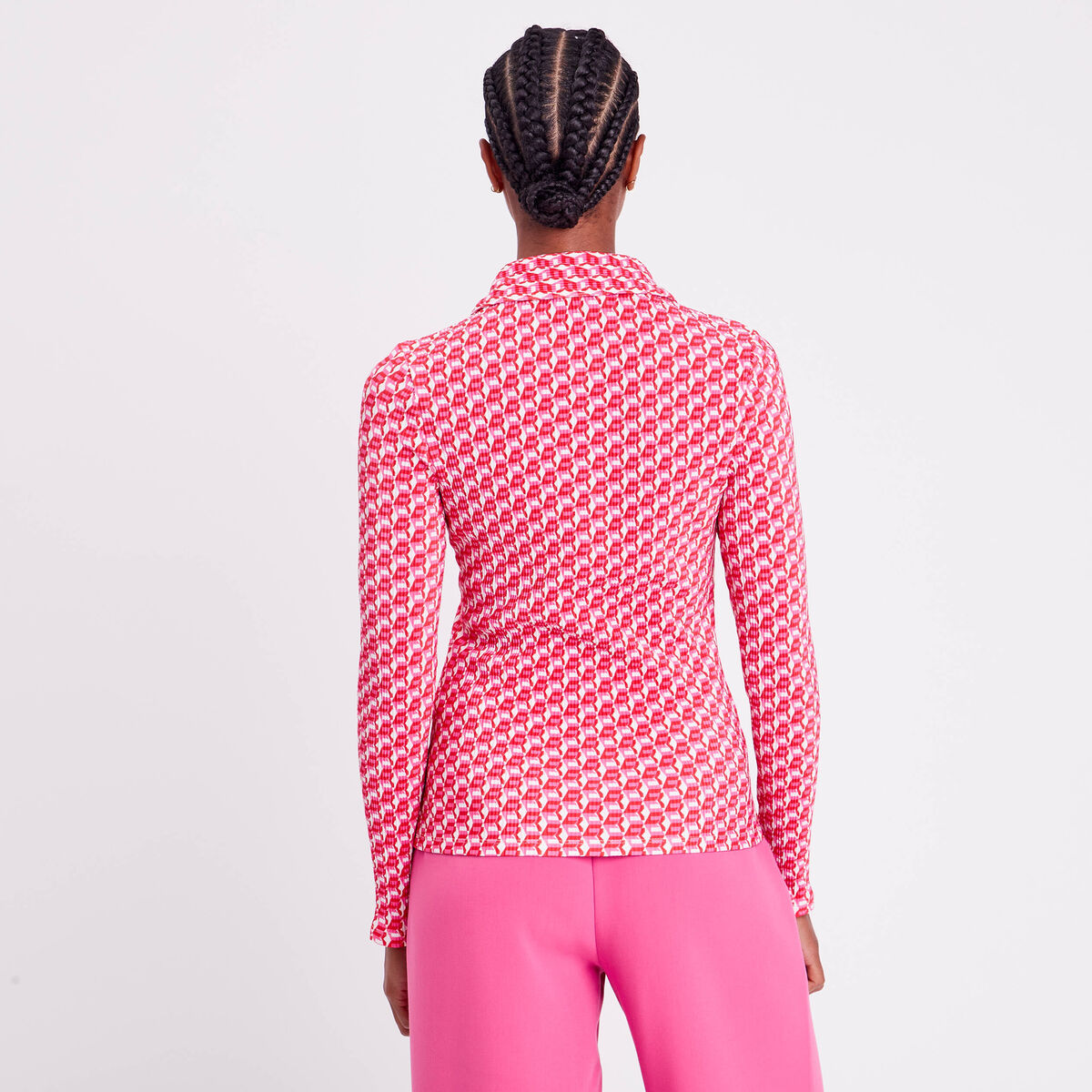 Chemisier manches longues blanc femme