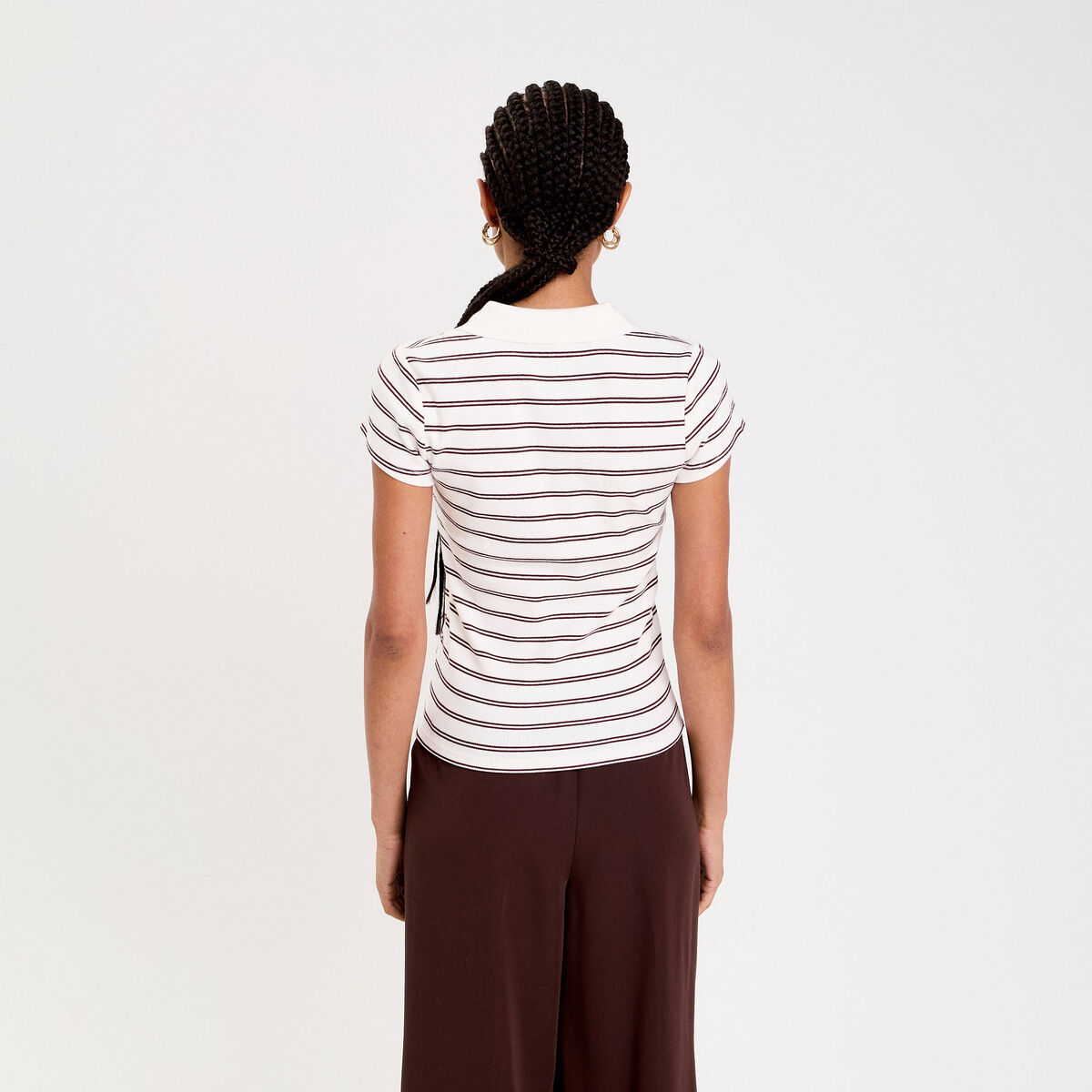 Polo col chemise manches courtes rouge foncé femme