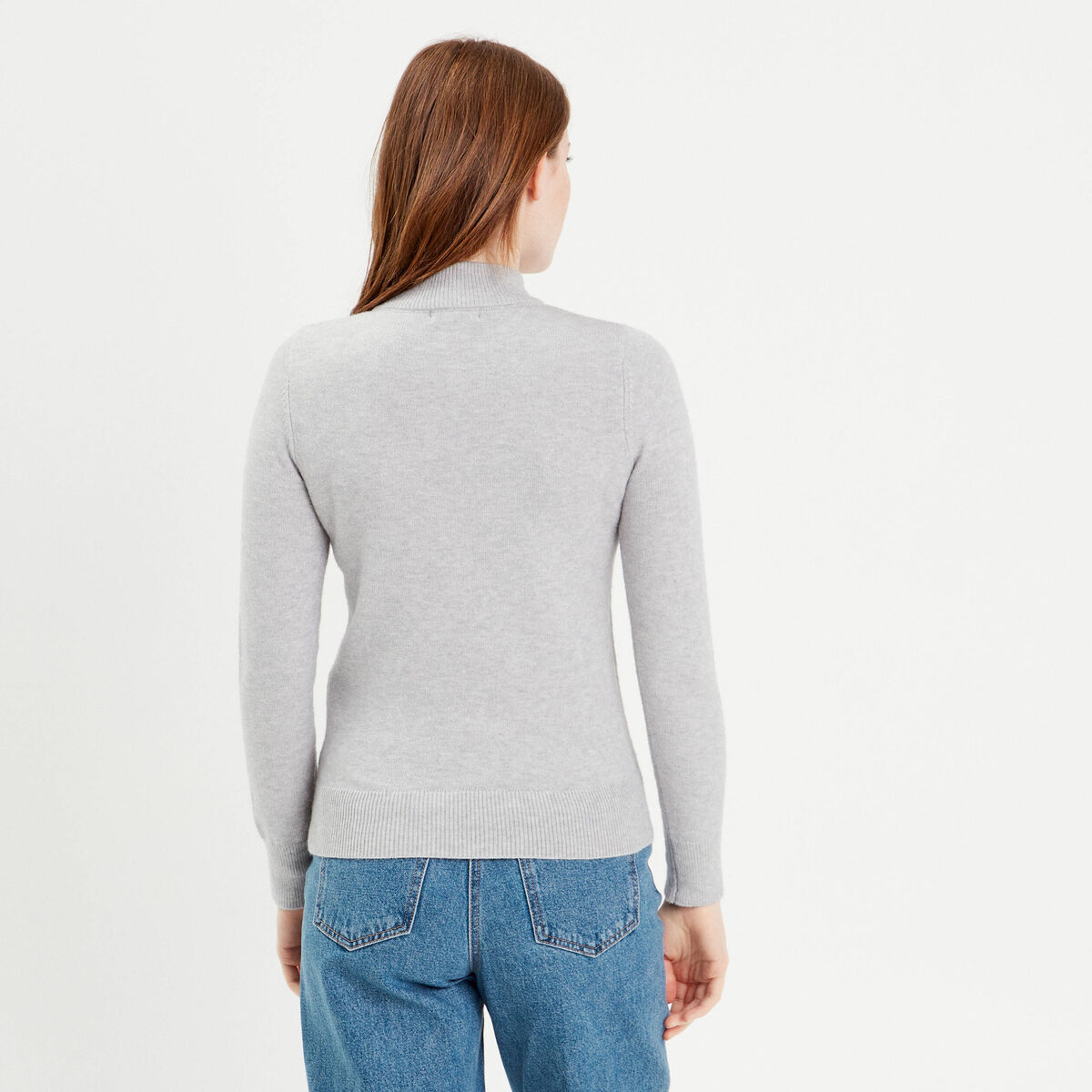 Pull manches longues gris foncé femme