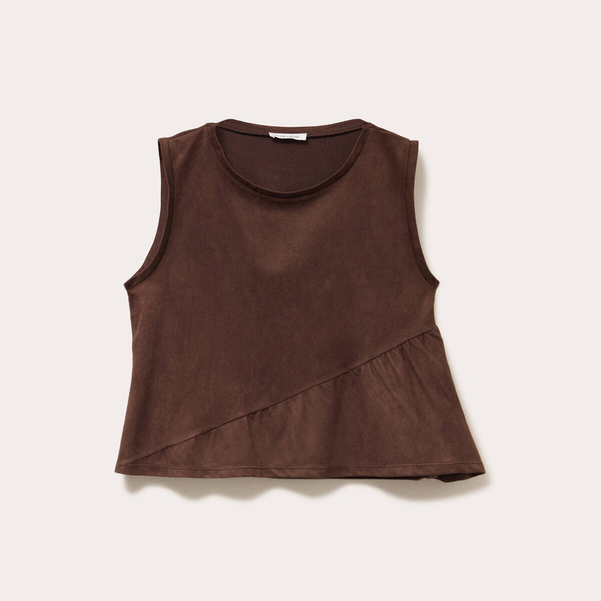 Débardeur col rond sans manches bordeaux femme