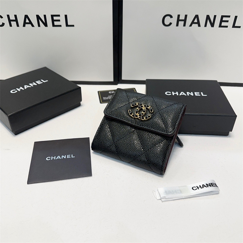 シャネル 財布 コピー CHANEL シャネル 19 ディズヌフ 三つ折り コンパクトウォレットレディース ハイ ブランド スーパーコピー ウォレット 黒 財布 メンズ 三 つ折り