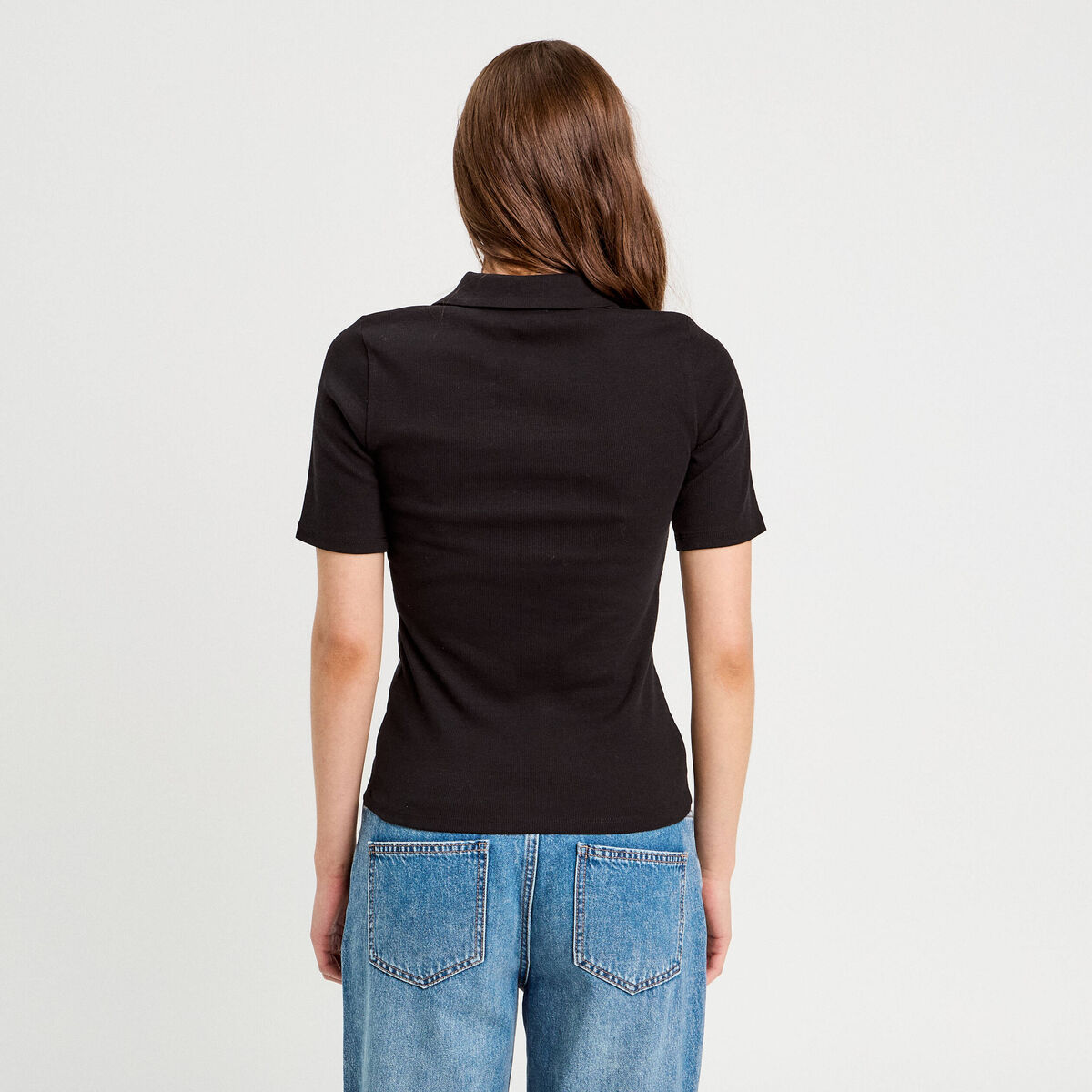 Polo manches courtes noir femme