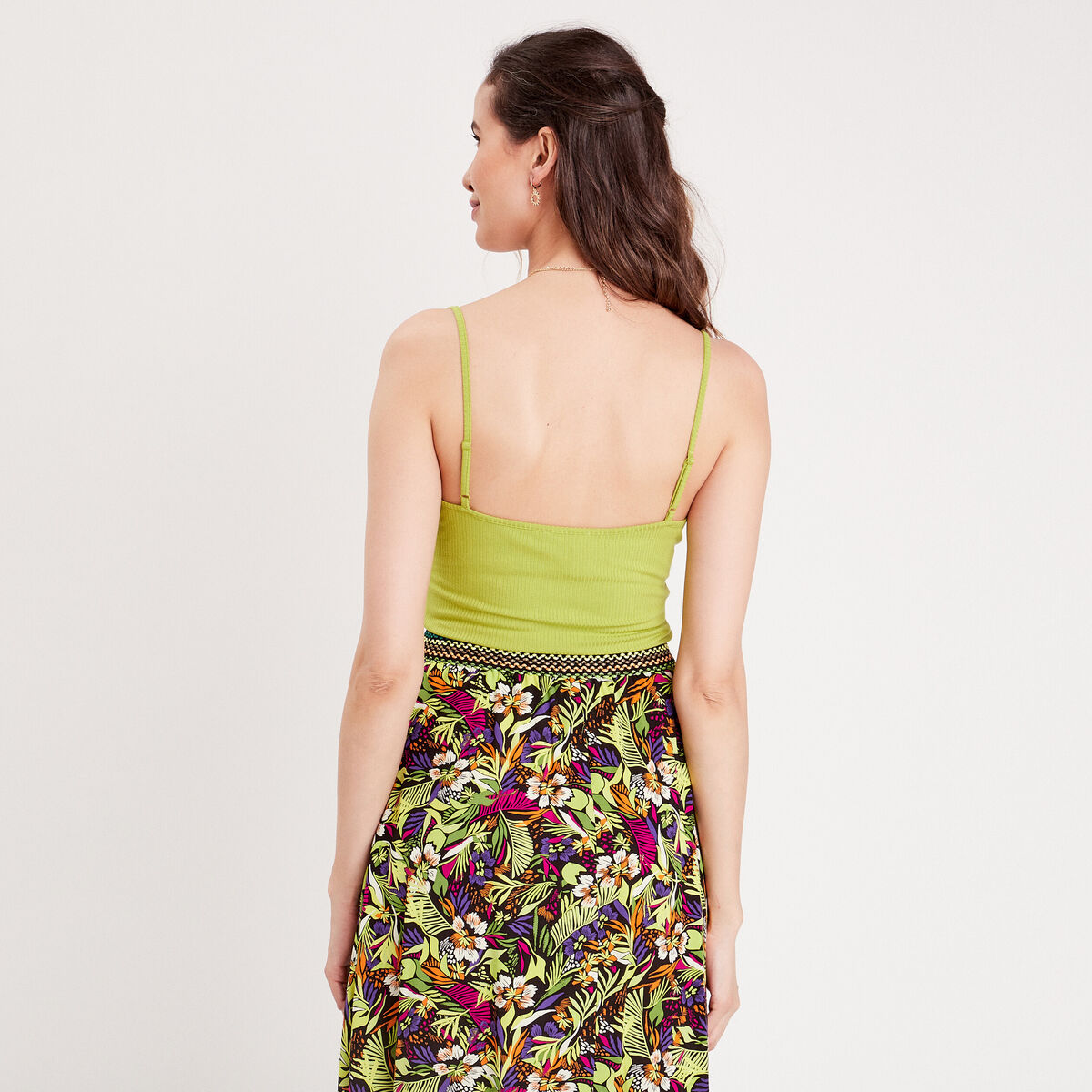 Débardeur bretelles fines vert anis femme