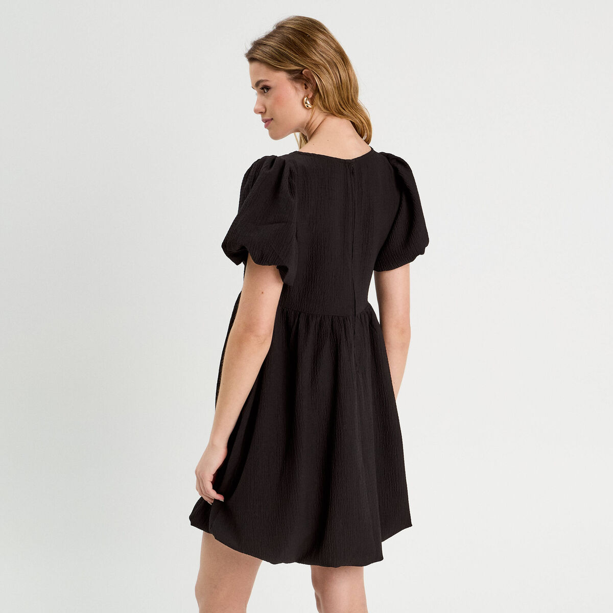 Robe évasée effet boule noir femme