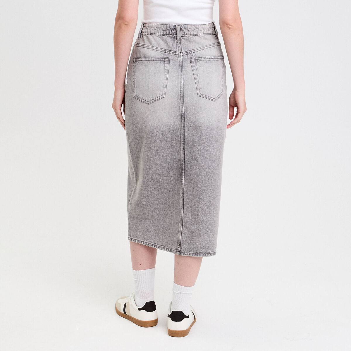 Jupe crayon taille standard denim gris clair femme