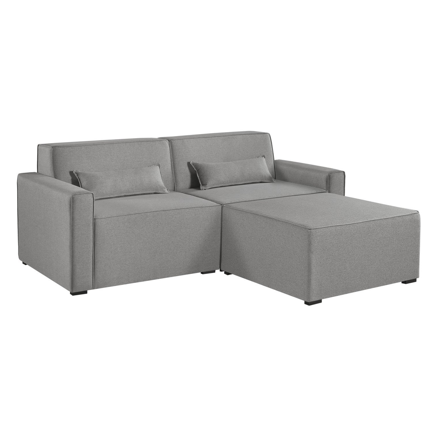Sofá 2 Lugares em Linho com Puff 208cm Lutz Yescasa