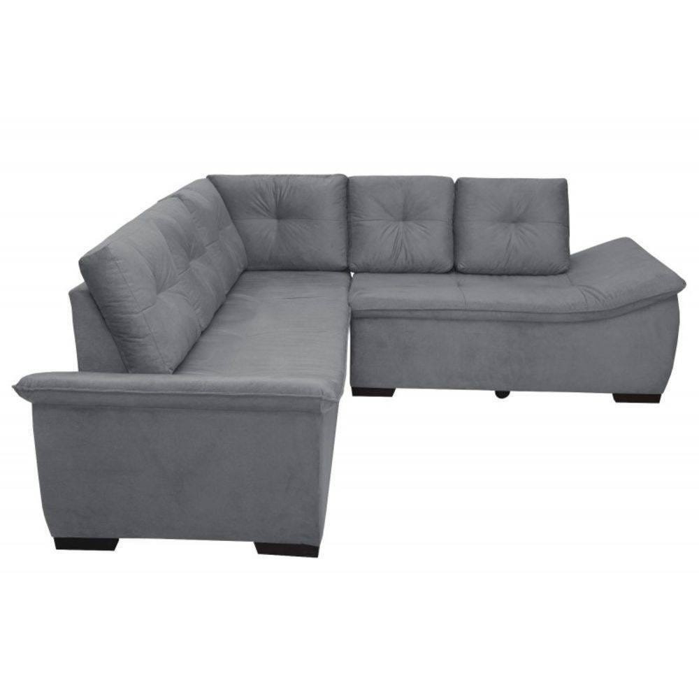Sofá de Canto 4 Lugares Suede New Alphaville Cinza