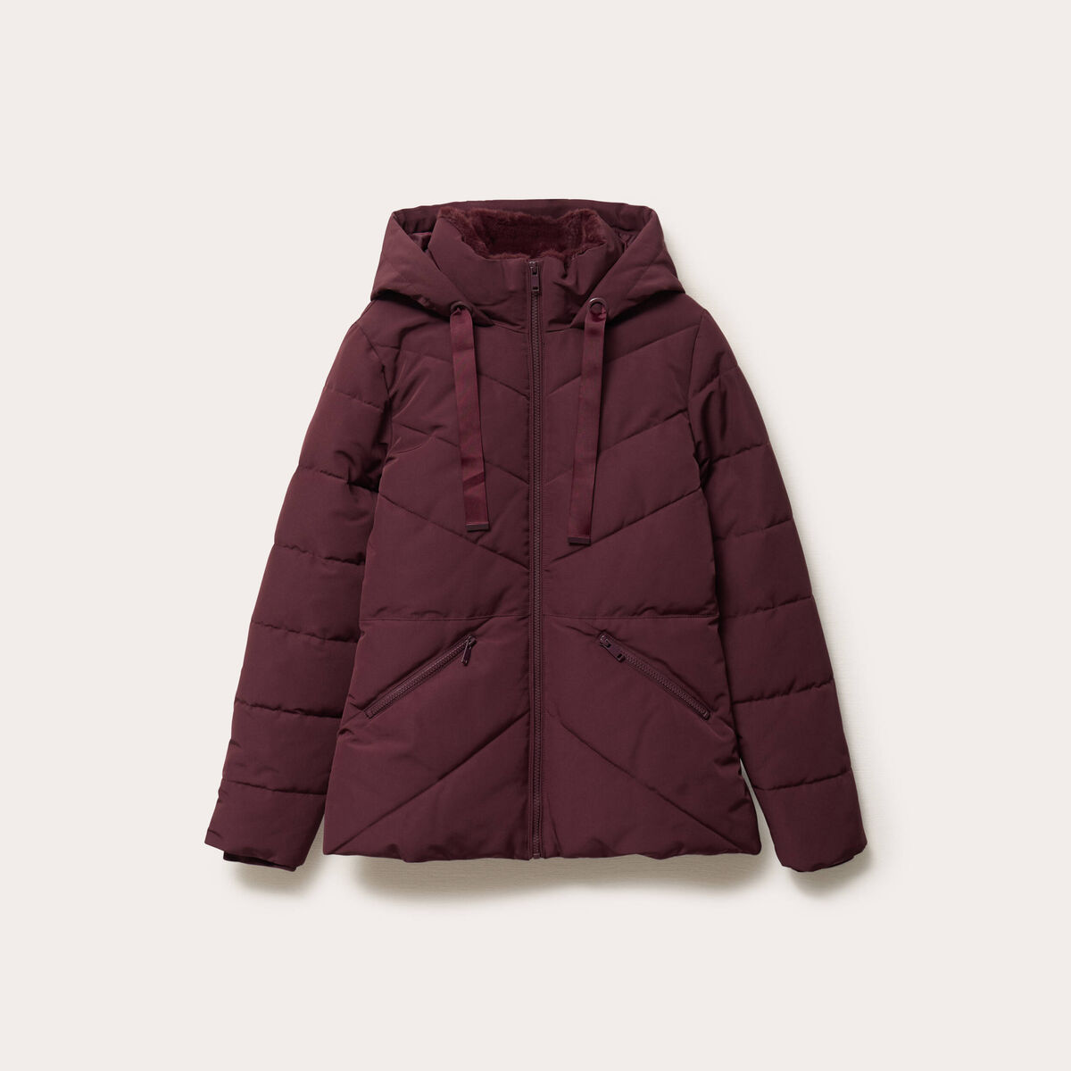 Doudoune cintrée à capuche violet foncé femme