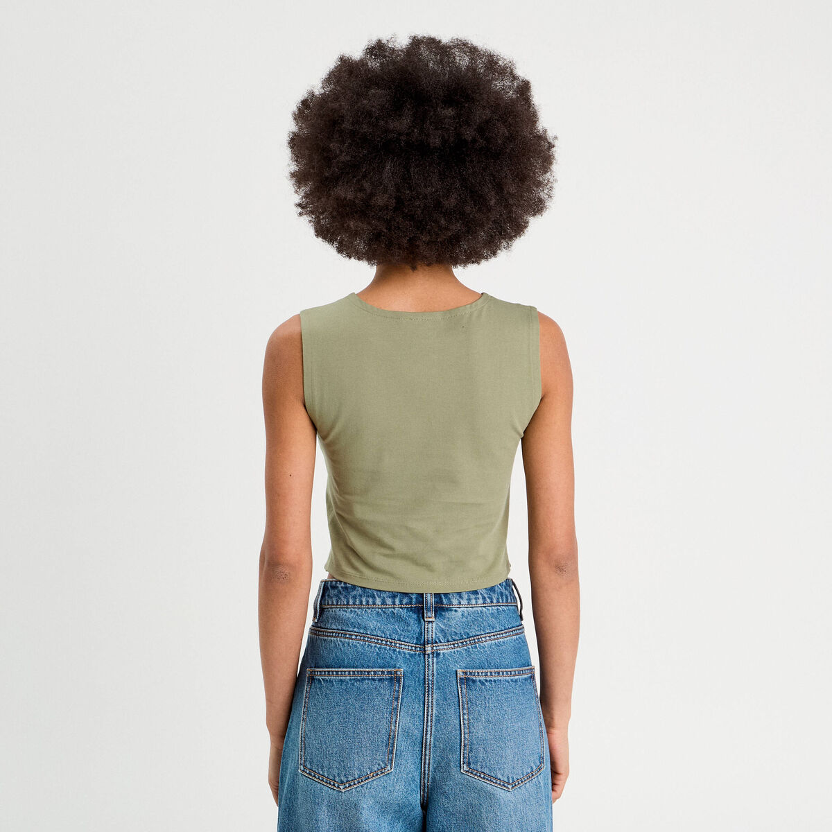 Débardeur cropped vert kaki femme