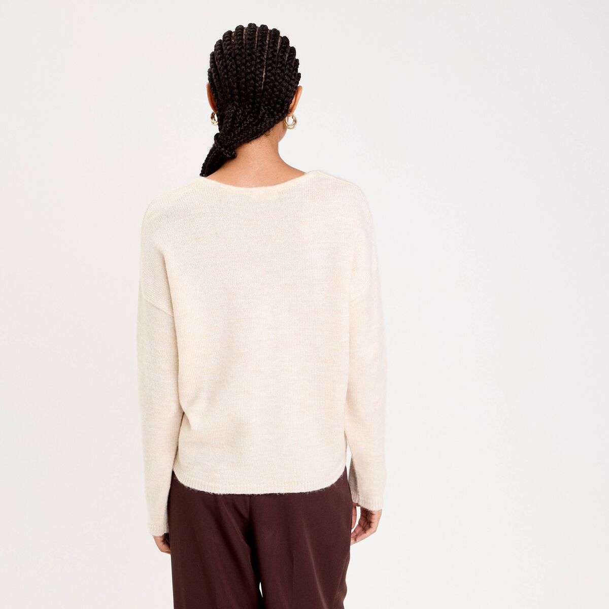 Gilet boutonné avec col en V sable femme