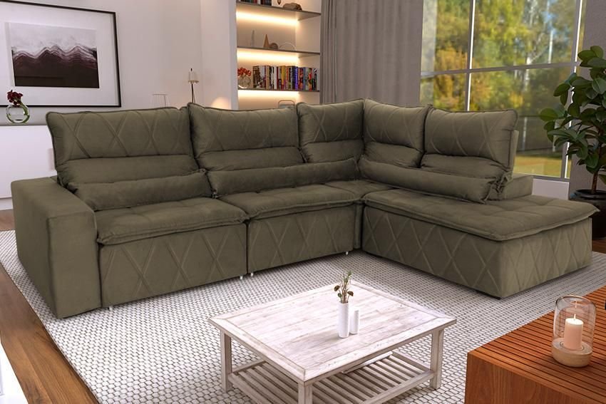 Sofá de Canto Amsterdam Molas Retrátil Reclinável - king house