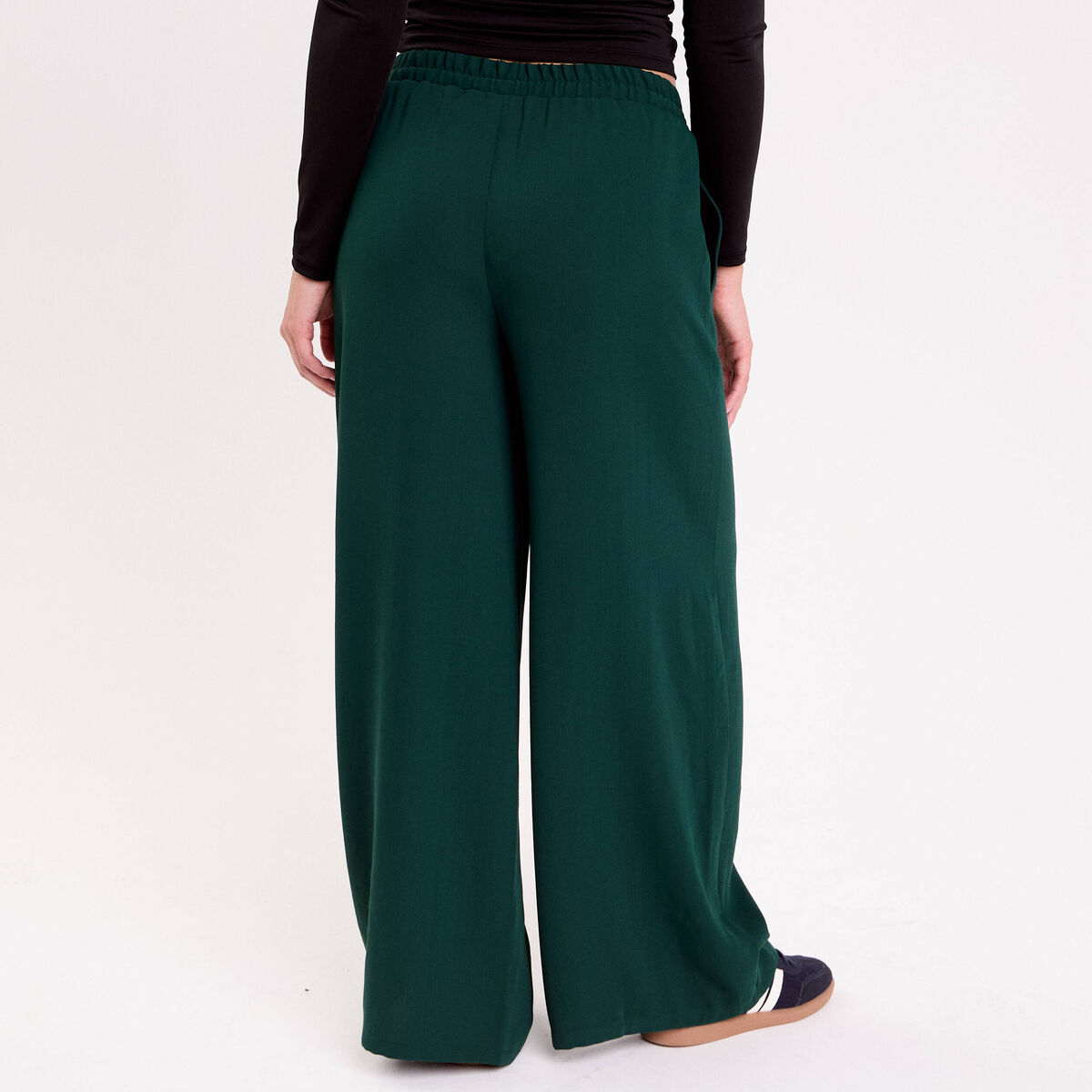 Pantalon large vert foncé femme