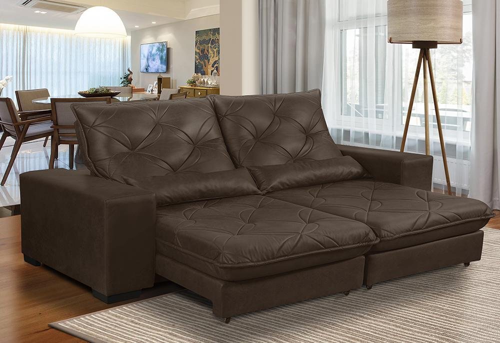 Sofá Retrátil e Reclinável 2,10m Nobuck Isis