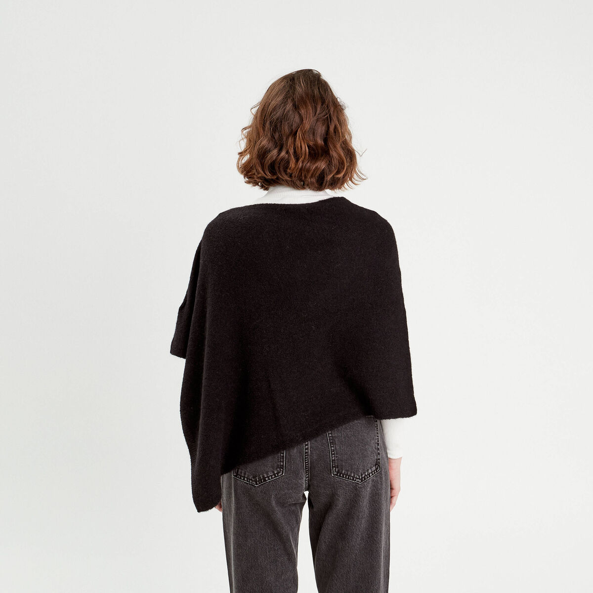 Poncho asymétrique noir femme