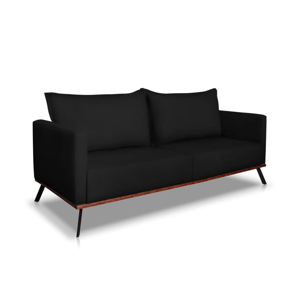Sofá 3 Lugares Zeus Veludo Preto 180 cm