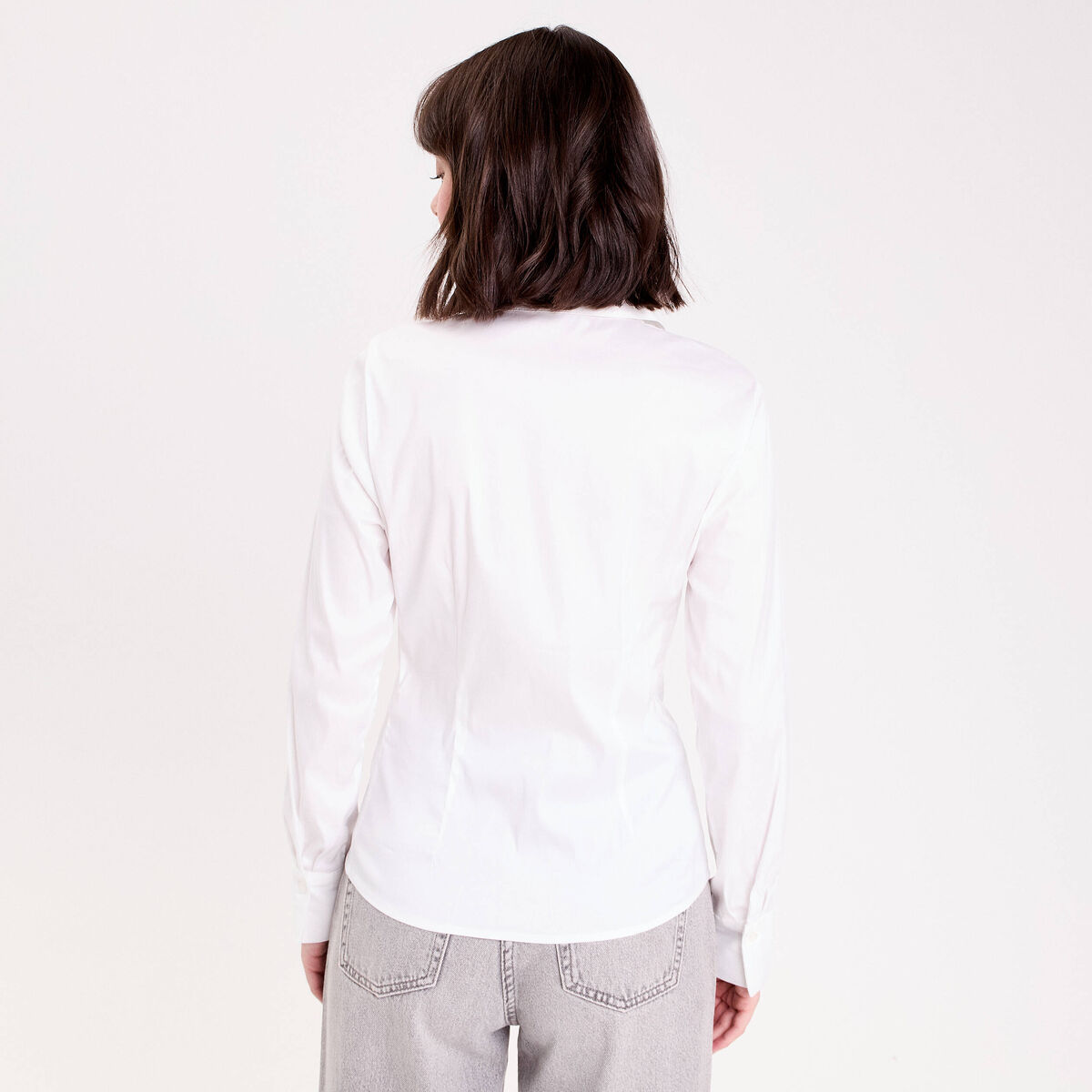 Chemise cintrée mi-longue blanc femme
