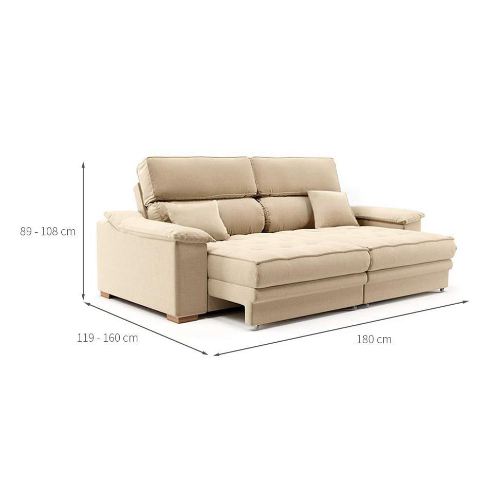 Sofá 3 Lugares Retrátil e Reclinável Lupin Linho Bege 180 cm em Promoção | Ofertas na Americanas