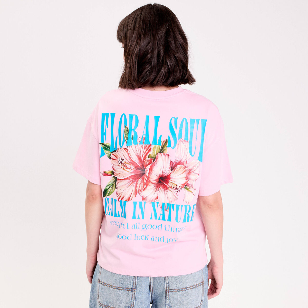 Top oversize manches courtes longues rose poudrée femme