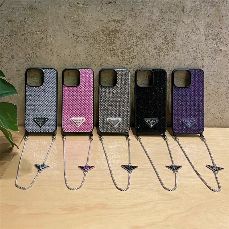 プラダ iphone16/16proケースキラキラ iphone15/15proケース チェーン付き ブランド prada アイ フォン14/14pro ケース スマホケース ブランドコピー iphone13 ケース ハイ ブランド