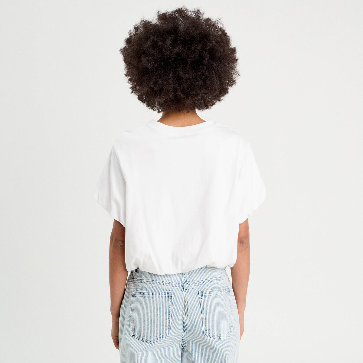 T-shirt effet boule blanc femme