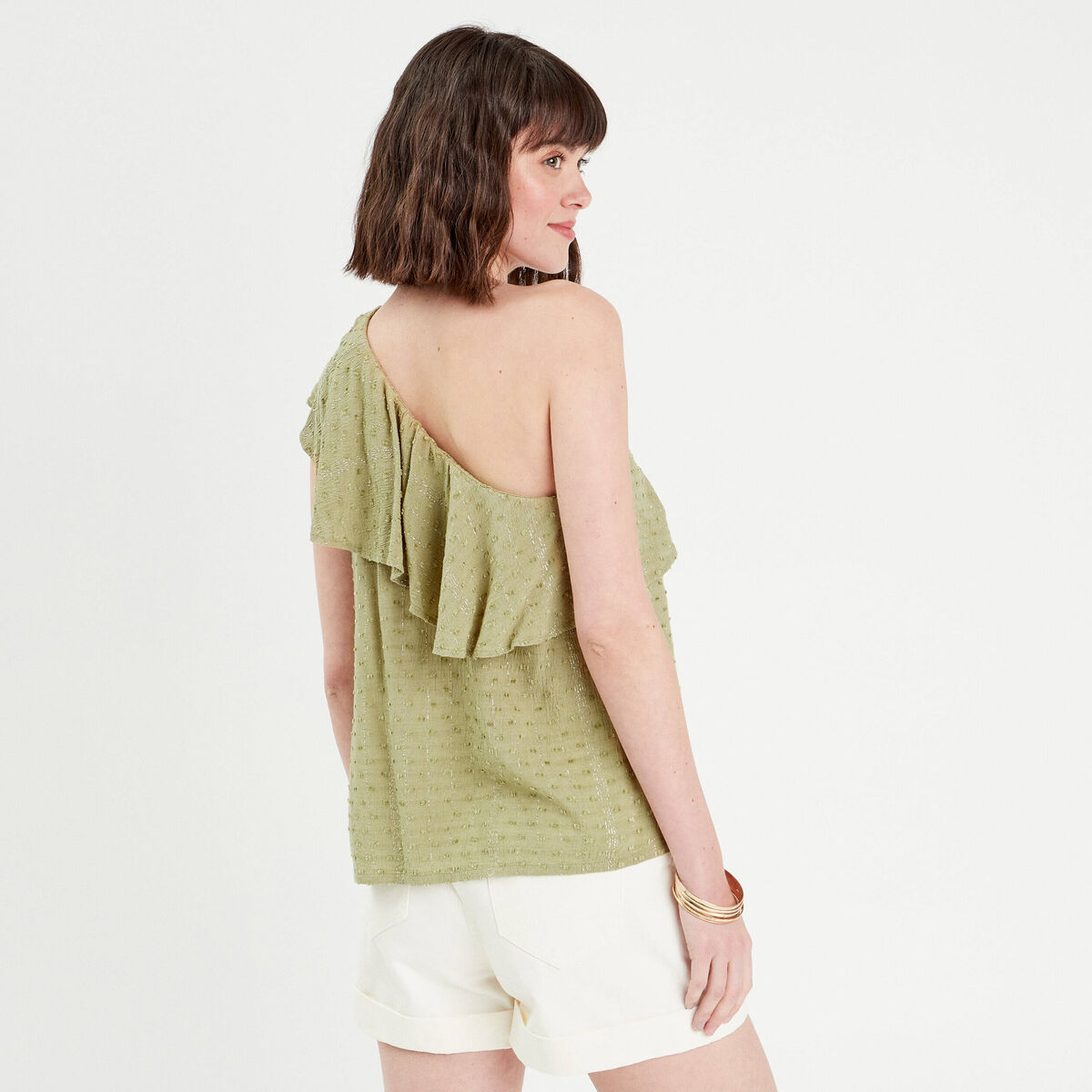 Blouse asymétrique vert pastel femme