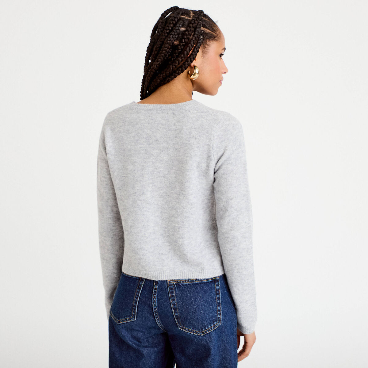 Gilet boutonné manches longues gris foncé femme