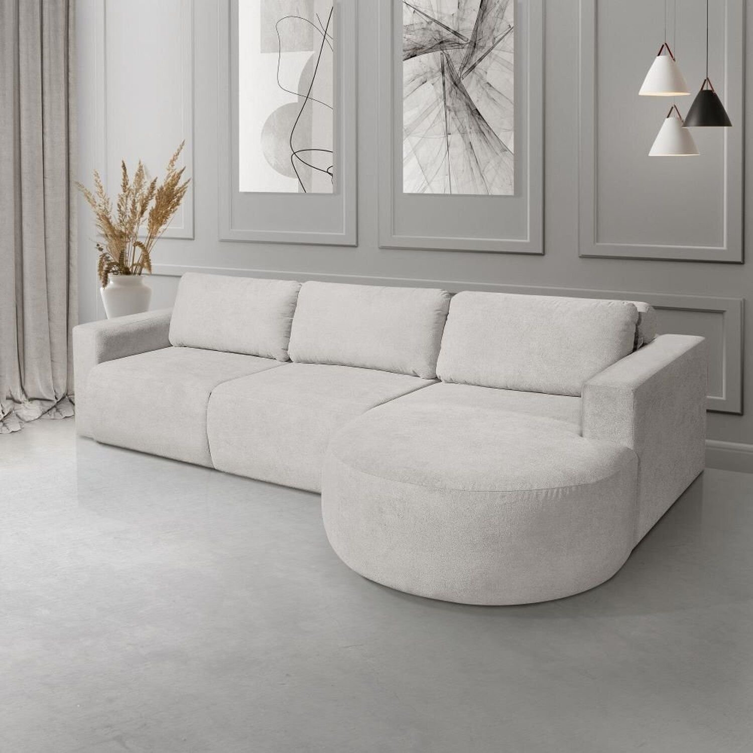 Sofá Living Retrátil e Reclinável Encantus 3 Lugares 292cm Bege