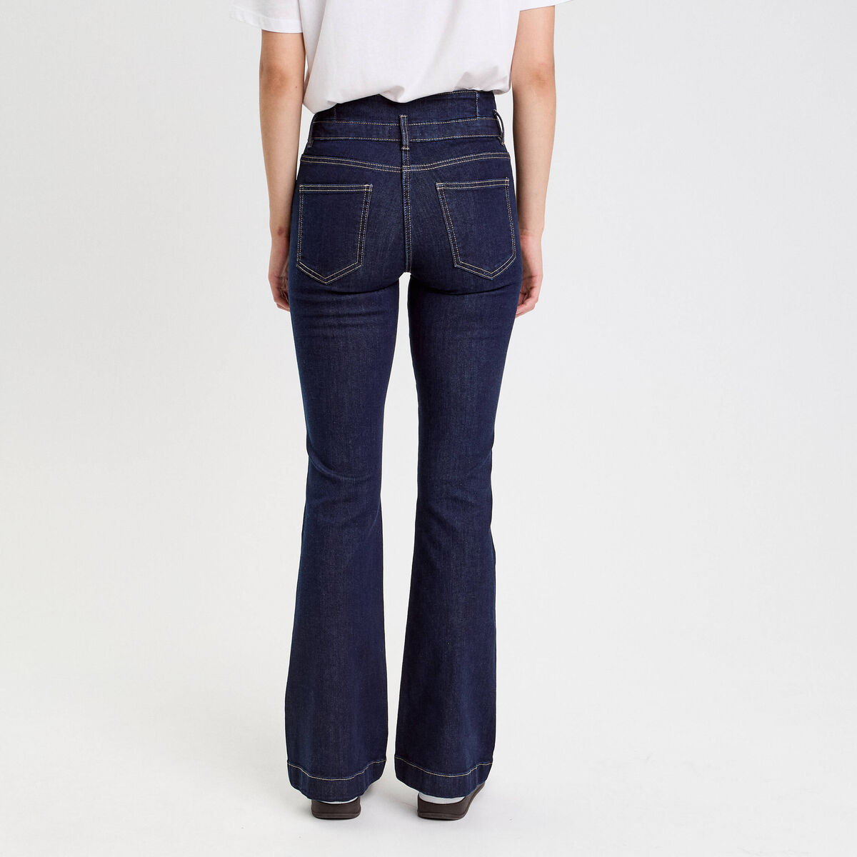 Jeans bootcut taille haute denim brut femme