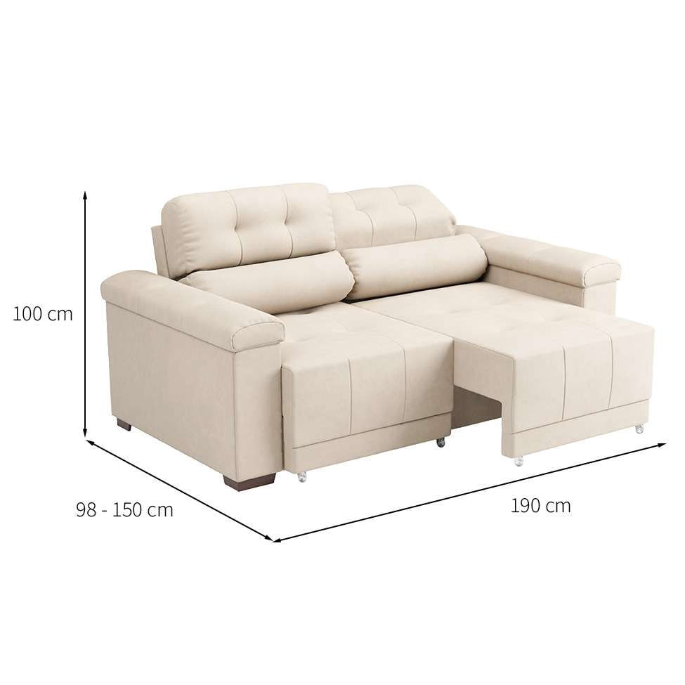 Sofá 3 Lugares Retrátil e Reclinável Smart Suede Bege em Promoção | Ofertas na Americanas