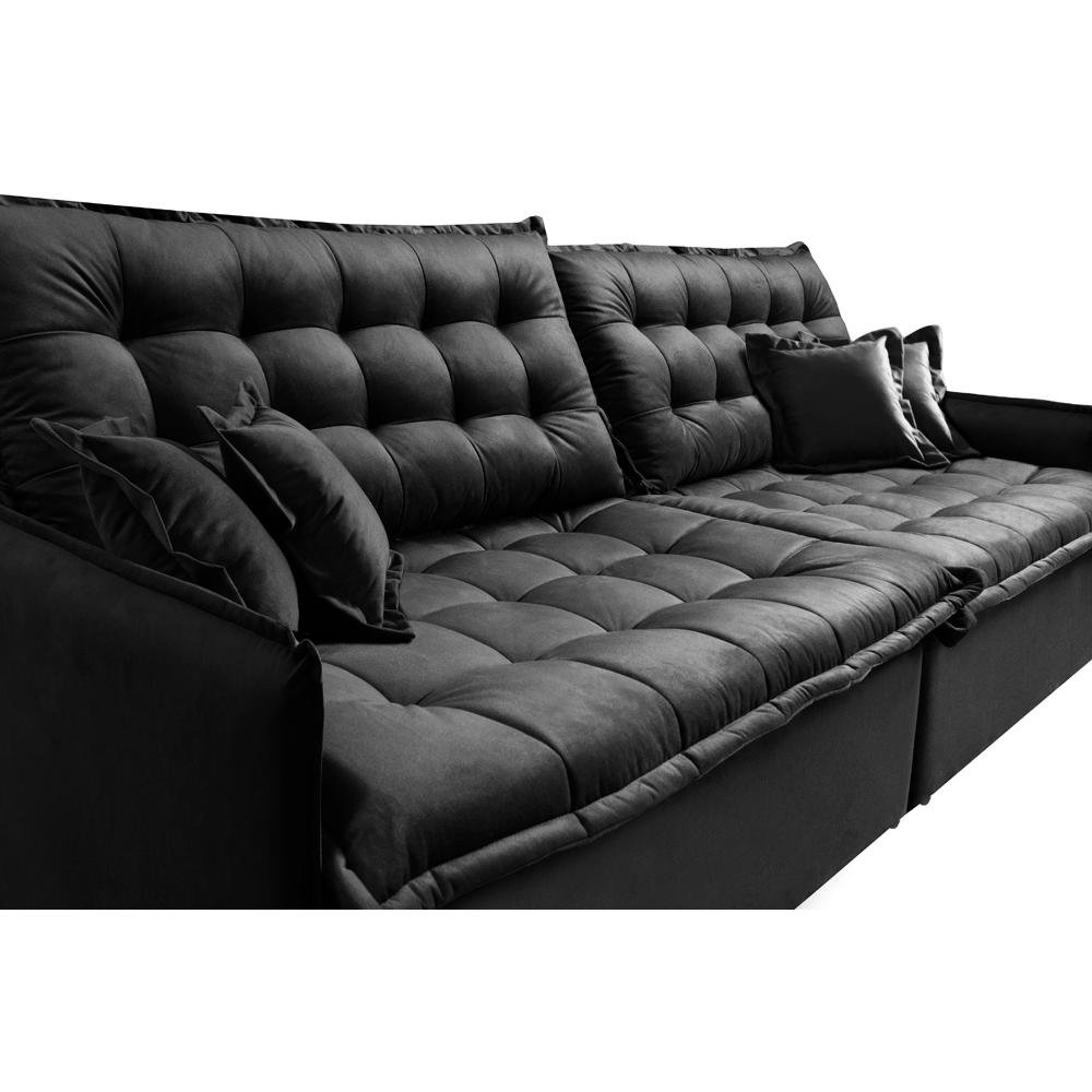 Sofá Sem Caixa Retrátil Reclinável 2,75m Cama inBox Versátil com Pillow Top e Molas Velusoft