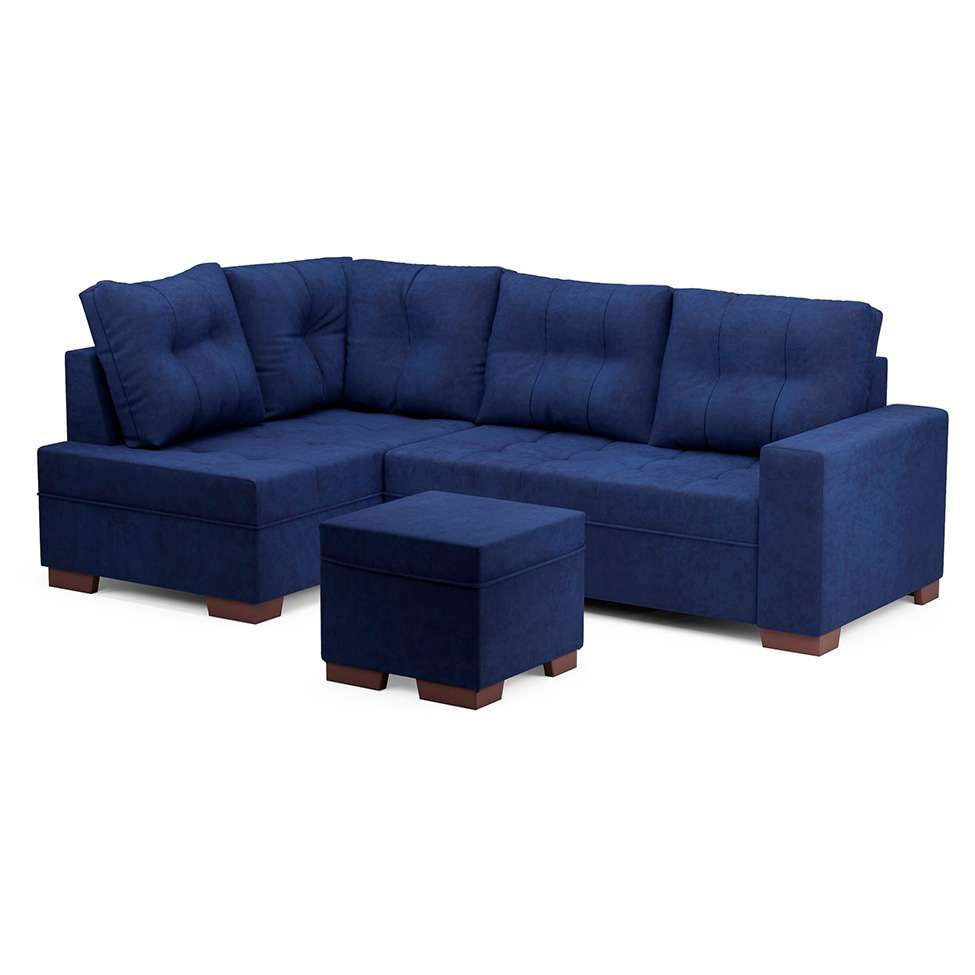 Sofá de Canto 6 Lugares Gávea Suede Azul em Promoção | Ofertas na Americanas