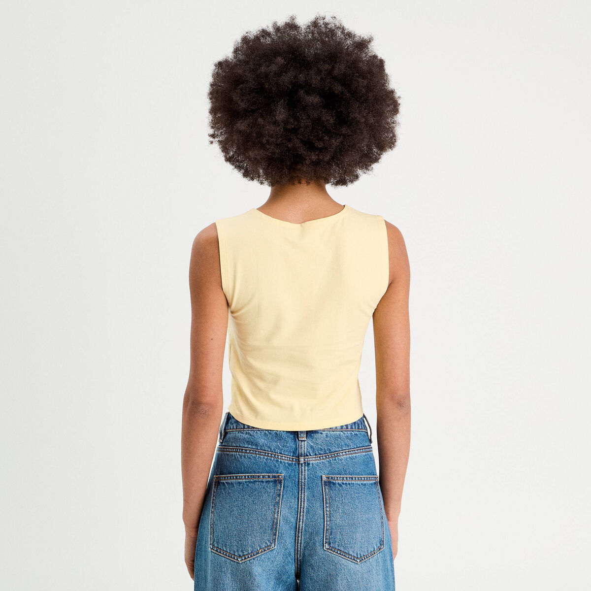 Débardeur cropped jaune clair femme