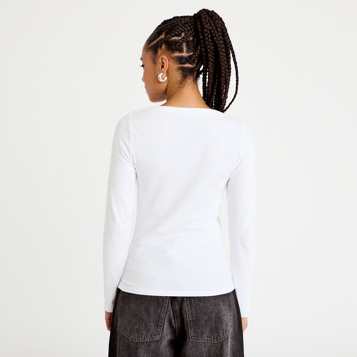 T-shirt col bateau blanc femme