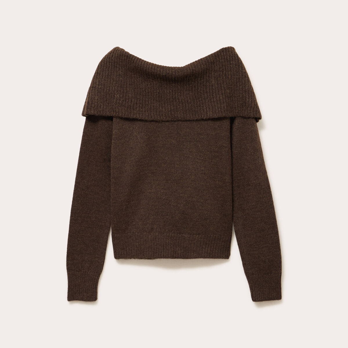 Pull col bardot marron femme