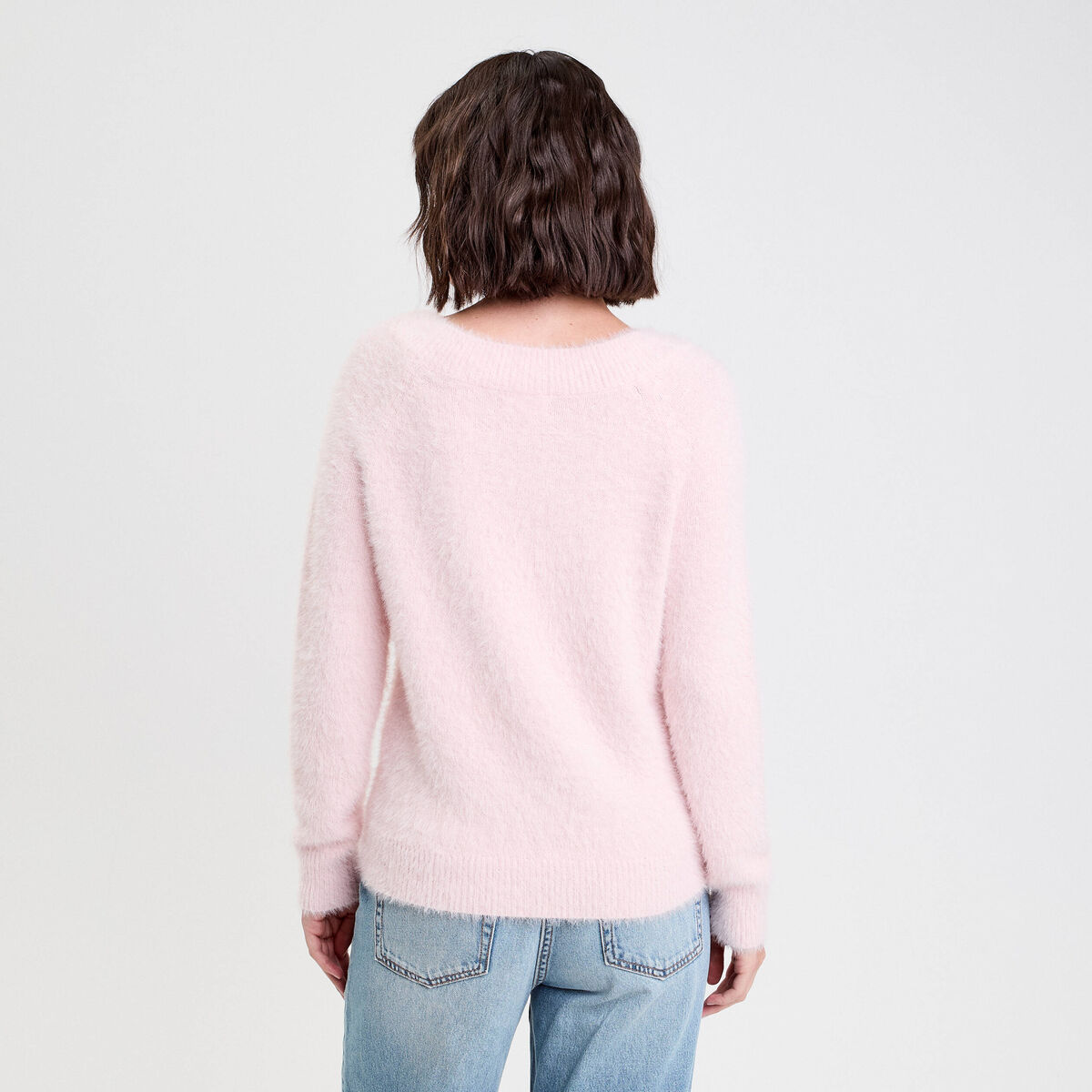 Pull manches longues rose pastel femme