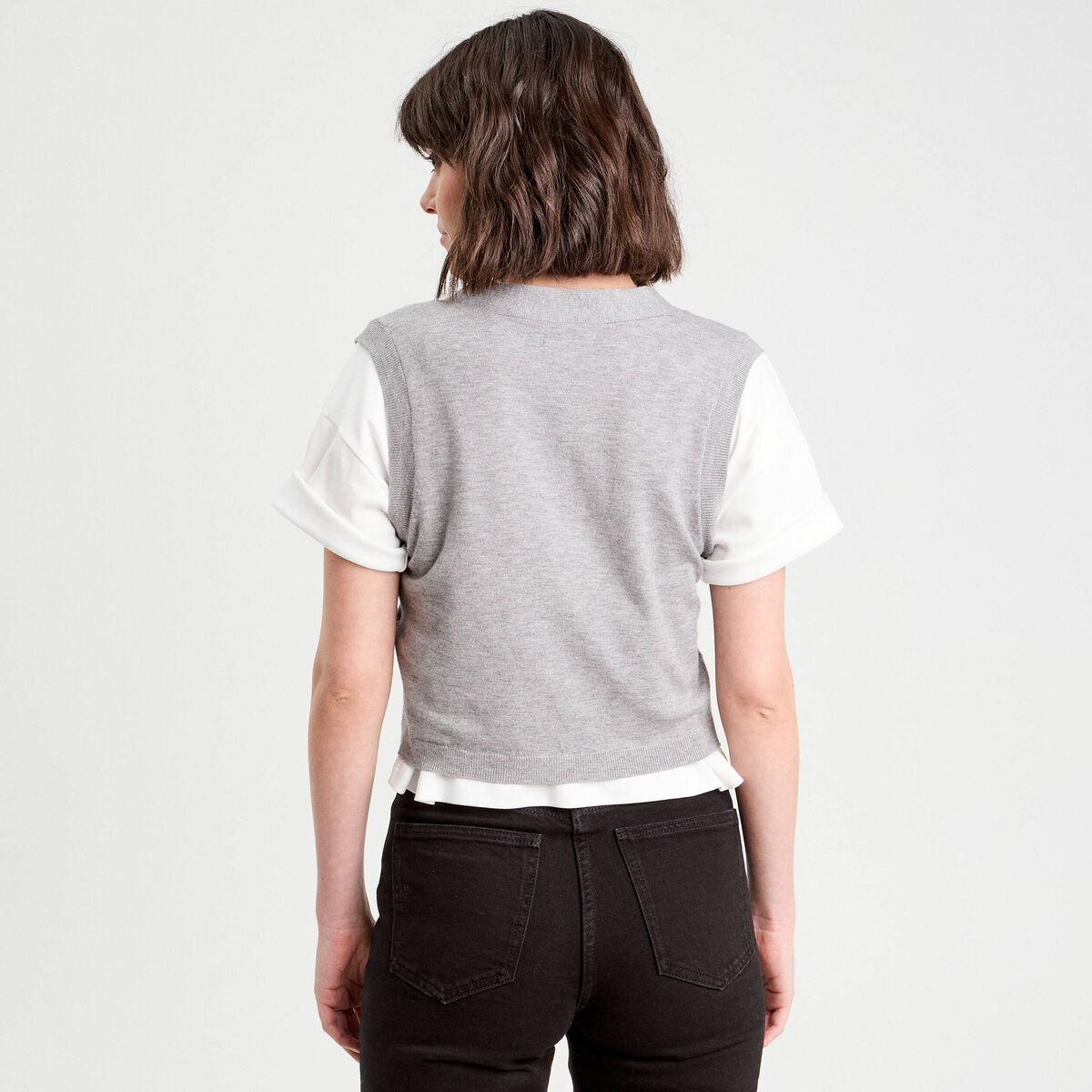 Gilet sans manches gris foncé femme